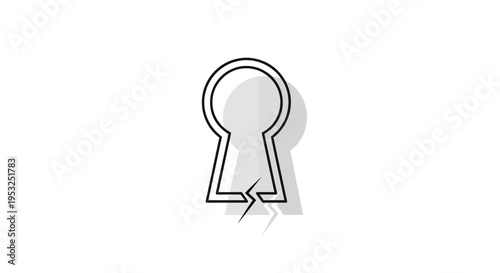 Broken Keyhole Icon with Crack, Symbolizing Security Breach, Privacy Loss, or Failed Access
