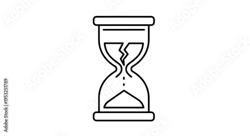 Broken Hourglass Icon Symbolizing Time Running Out or Time Crisis