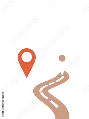 two map points and path from one to other, we have moved pictogram, navigation flat vector icon