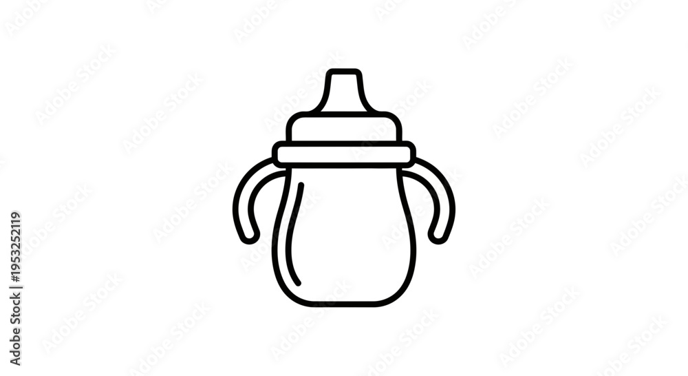 Obraz premium Baby Sippy Cup Icon, Simple Line Art, Vector Illustration