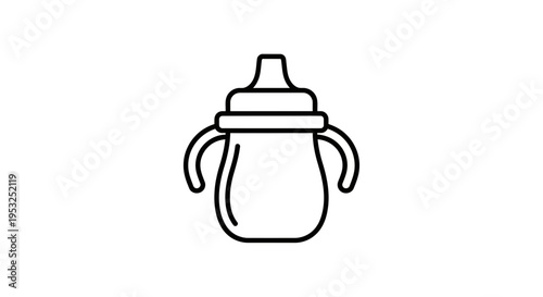 Baby Sippy Cup Icon, Simple Line Art, Vector Illustration