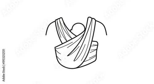 Baby Sling Carrier Icon: Parent Holding Infant Securely in Fabric Wrap