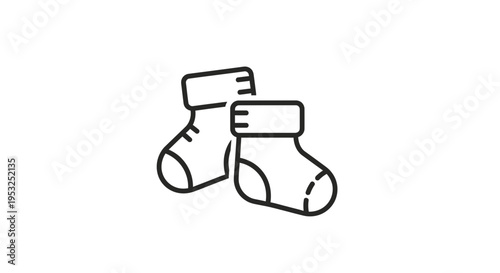 Baby Socks Icon, Cute Footwear Line Art for Newborns, Toddlers, Children's Clothing