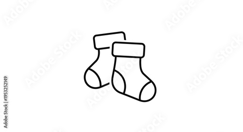 Baby Socks Icon, Cute Line Art, Newborn Clothing, Simple Vector Illustration