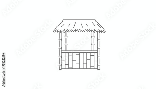 Bamboo Hut Icon: Tropical Shelter, Tiki Bar, Summer Resort, Outdoor Kiosk