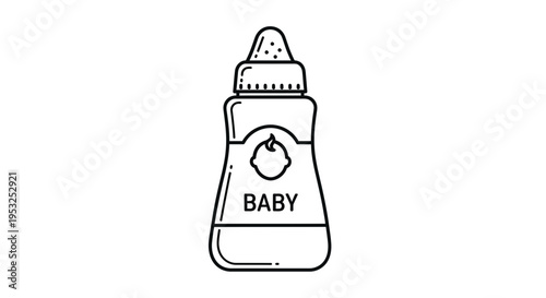 Baby food bottle icon, simple line art illustration, nutrition and feeding concept