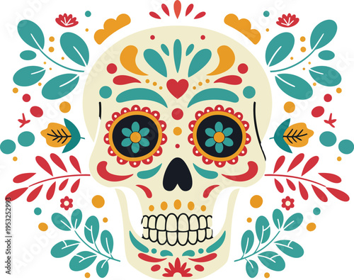 Watercolor dia de muertos skulls