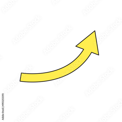 右肩上がりの矢印で成長を表すシンプルイラスト