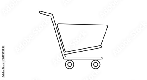 Minimalist Shopping Cart Vector Illustration for Ecommerce and Retail Website Design