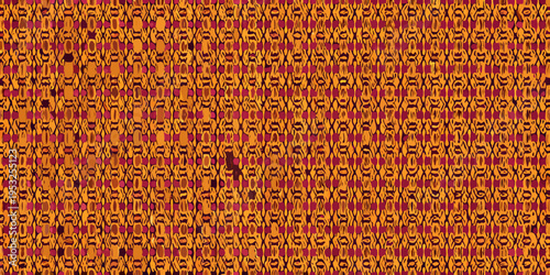 Abstract woven texture with repeating orange and reddish brown patterns