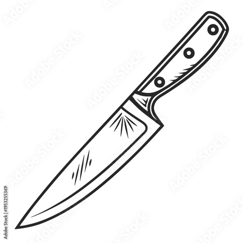 Simple black line drawing of a kitchen knife with a straight blade