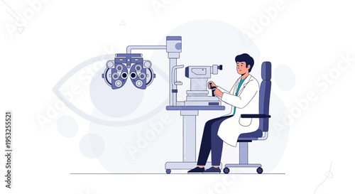 Ophthalmologist examining patient with eye equipment, modern optometry clinic