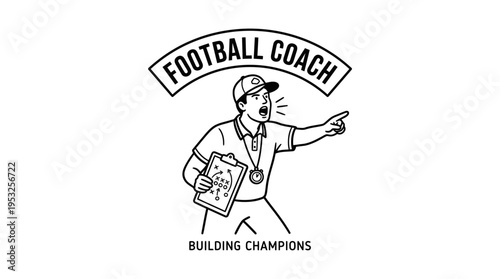 Football Coach Directing Play Vector Graphic