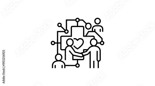 Connected Healthcare and Teamwork Icon