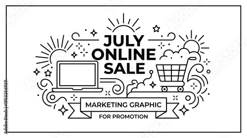 July Online Sale Marketing Graphic
