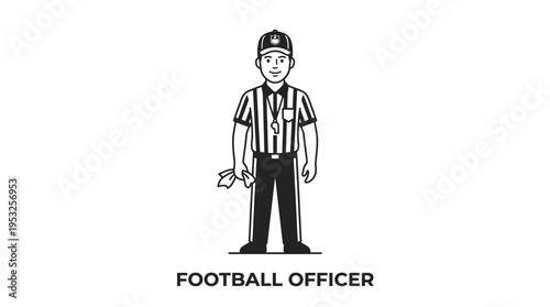 Football Referee in Uniform Black and White Graphic