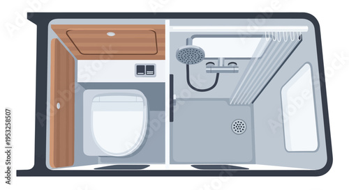 Bathroom interior with toilet and shower