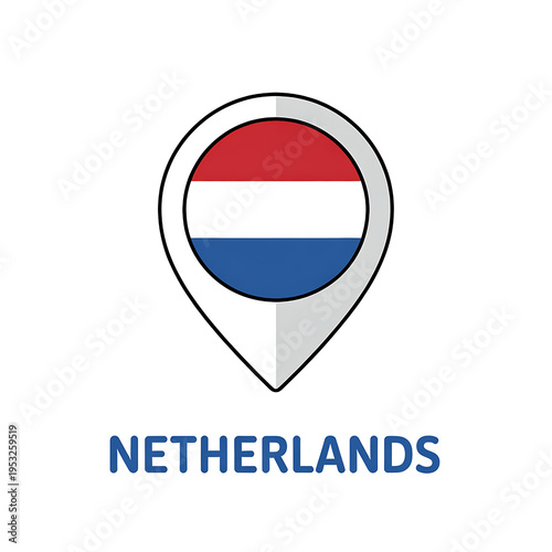 Free Download Explore the Netherlands: Vibrant Red White Blue Flag and Location Pin Vector Illustration as a Modern European Culture Representation and Tourism Icon in Minimalist Graphic Design - GFXLoad