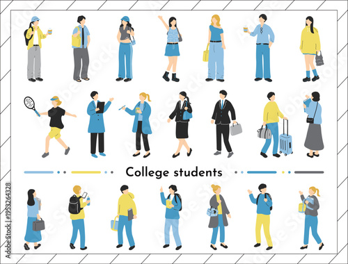 大学生イラストセット