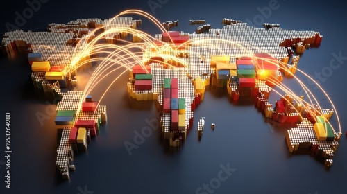 Global connectivity through digital networks worldwide infographic tech environment aerial view information exchange