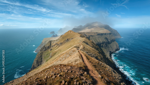 Wallpaper Mural Winding coastal ridge trail with dramatic cliffs and ocean view Torontodigital.ca