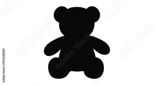 A dark full body outline of a seated teddy bear silhouette