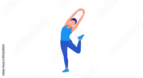 Young woman doing standing side stretch exercise illustration
