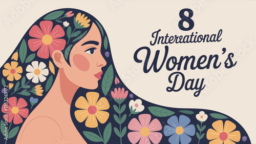 Floral portrait celebrating international women s day with a beautiful artistic illustration