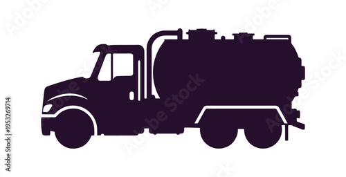 Sewage truck symbol. Side perspective. Simple flat vector graphic illustration. Standalone object on a white backdrop. Isolate

