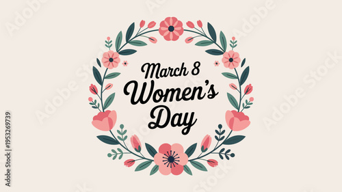 Floral wreath design celebrating international women s day on march eighth