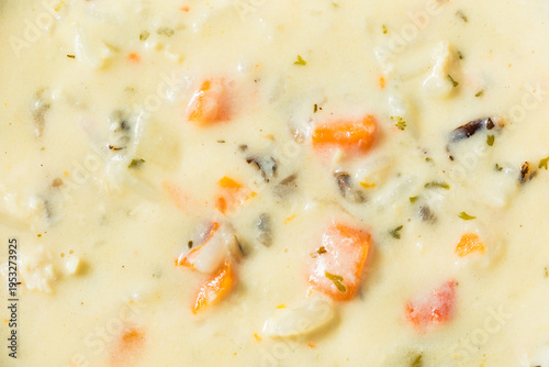 Warm Healthy Homemade Cream Chicken and Wild Rice Soup