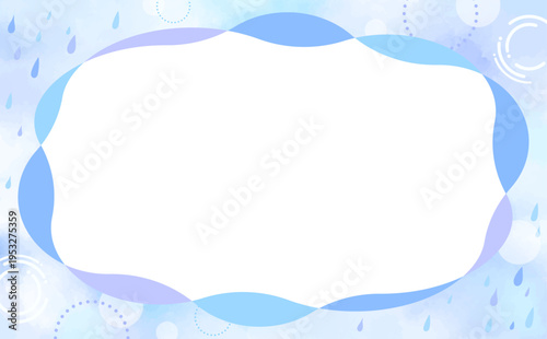 水彩風の雨のシンプルなフレーム1_横