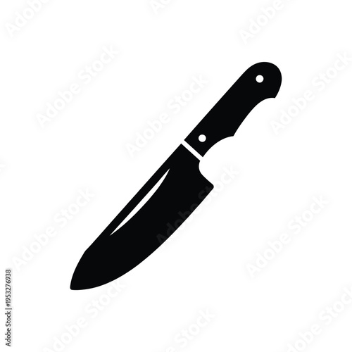 Simple black silhouette of a kitchen knife against a white background