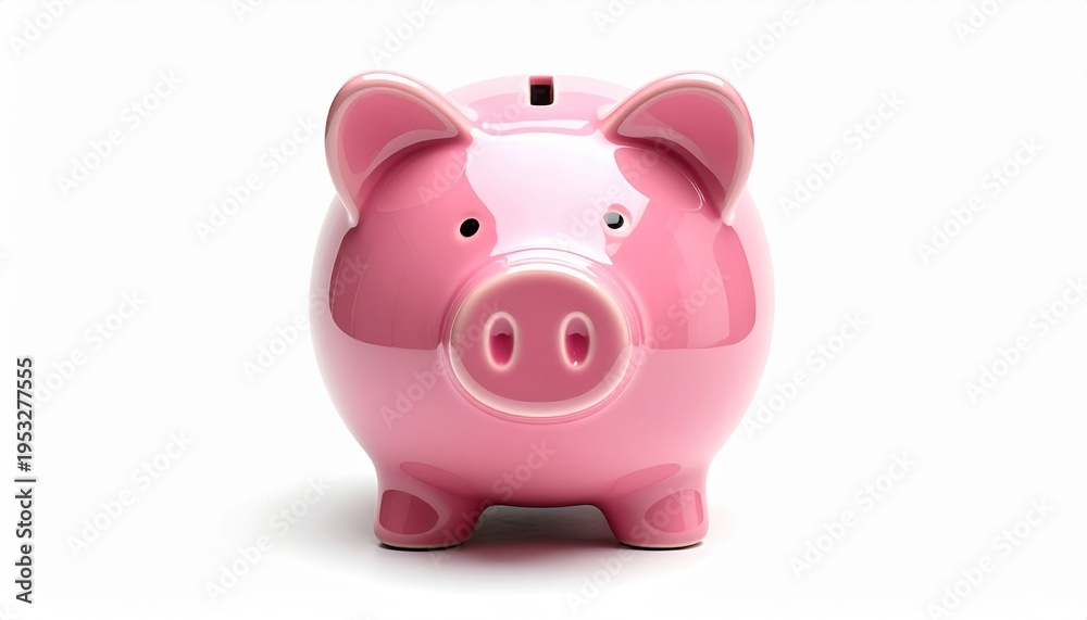 Obraz premium A classic pink ceramic piggy bank, a symbol of saving money and financial planning