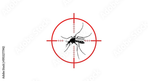 Mosquito within a red target aiming reticle, symbolizing effective pest control and the crucial campaign against disease-spreading insects