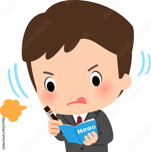 熱心にメモをとるビジネスマン