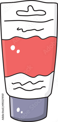 Red acrylic paint tube illustration isolated vector