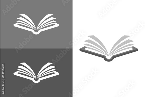 Open book icons in different shades.