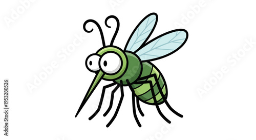 A cheerful yet potentially bothersome cartoon mosquito illustration, ideal for conveying themes of summer insects, pest control, or health awareness in a lighthearted manner