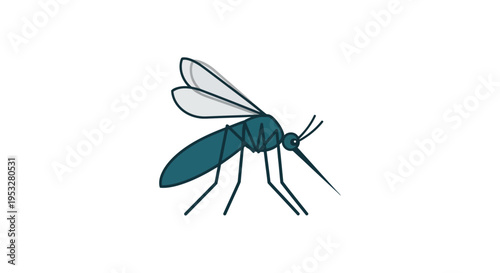 Mosquito vector insect with delicate wings and long proboscis, isolated on a clean white background, symbolizing disease transmission and pest control concerns