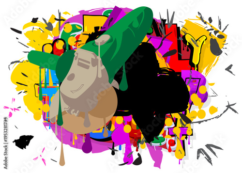 Angle grinder graffiti. Abstract modern street art decoration performed in urban painting style.