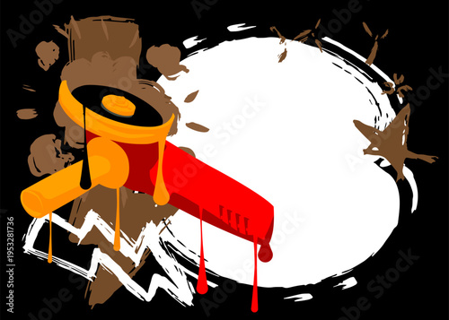 Angle grinder graffiti. Abstract modern street art decoration performed in urban painting style.