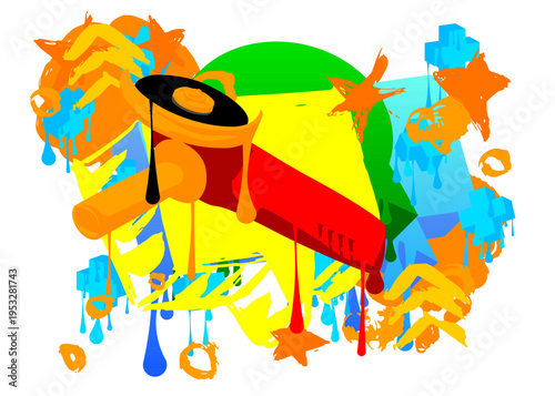 Angle grinder graffiti. Abstract modern street art decoration performed in urban painting style.