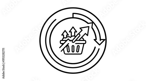 Circular Shopping Basket with Growth Arrows
