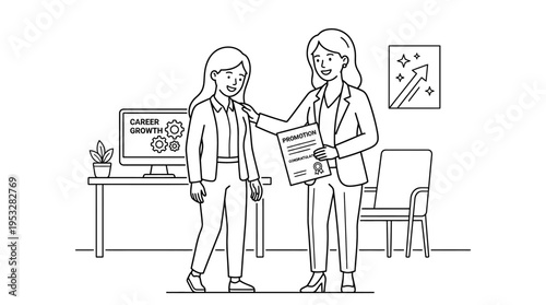 Businesswoman Congratulating Employee on Career Growth
