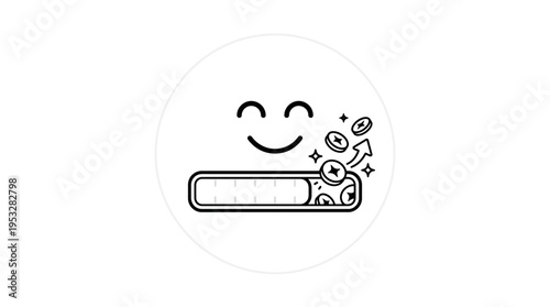 Happy Progress Bar with Coins and Smile