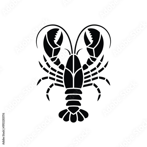 Geometric lobster silhouette vector icon with stylized crayfish and seafood design.