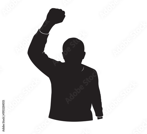 Powerful silhouette depicting a raised clenched fist, a universal symbol of solidarity and strength, representing protest, unity, and the enduring fight for freedom and empowerment against injustice