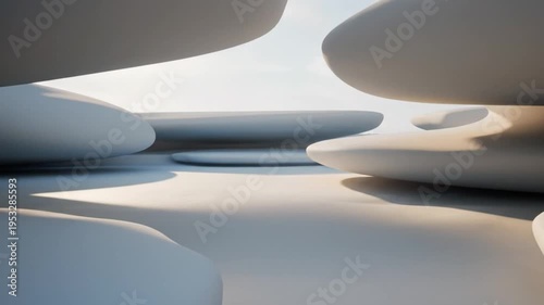 Smooth rounded rock formations in natural landscape with soft lighting