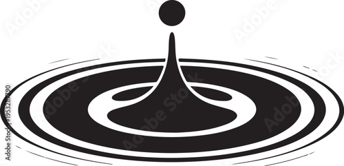 Black and white of a drop creating ripples in water